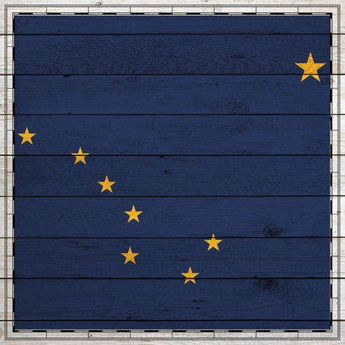 Scrapbook Customs - State Sightseeing Collection - 12 x 12 Paper - Wood Flag - Alaska