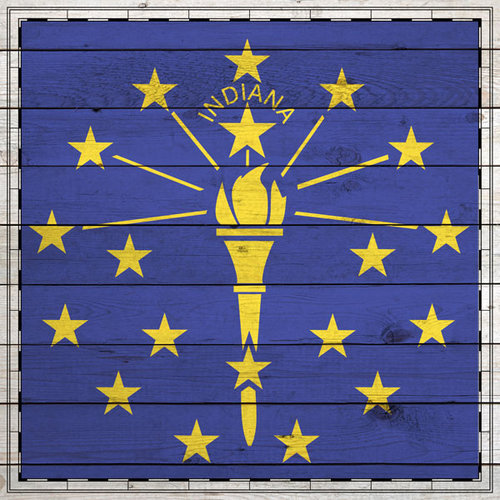 Scrapbook Customs - State Sightseeing Collection - 12 x 12 Paper - Wood Flag - Indiana