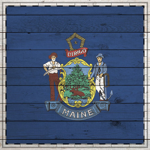 Scrapbook Customs - State Sightseeing Collection - 12 x 12 Paper - Wood Flag - Maine