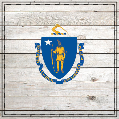 Scrapbook Customs - State Sightseeing Collection - 12 x 12 Paper - Wood Flag - Massachusetts