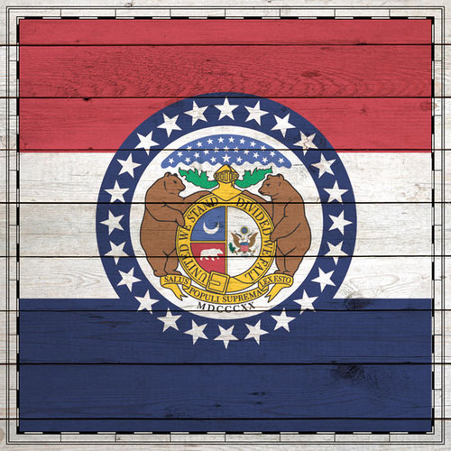 Scrapbook Customs - State Sightseeing Collection - 12 x 12 Paper - Wood Flag - Missouri