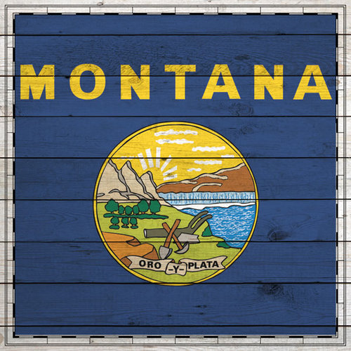 Scrapbook Customs - State Sightseeing Collection - 12 x 12 Paper - Wood Flag - Montana
