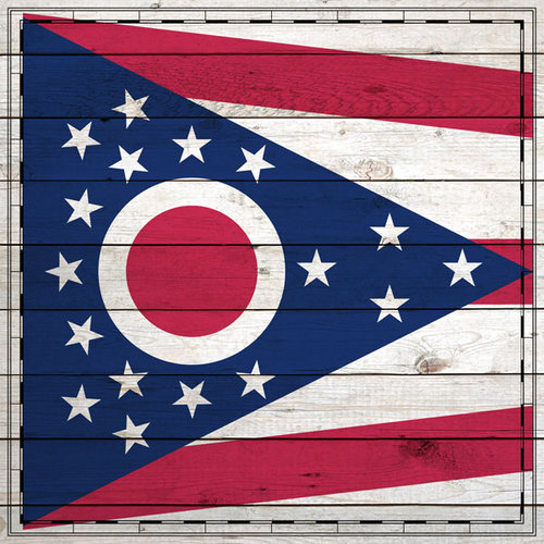 Scrapbook Customs - State Sightseeing Collection - 12 x 12 Paper - Wood Flag - Ohio