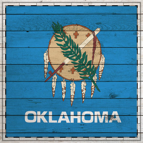 Scrapbook Customs - State Sightseeing Collection - 12 x 12 Paper - Wood Flag - Oklahoma