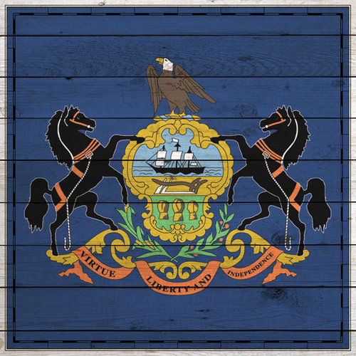 Scrapbook Customs - State Sightseeing Collection - 12 x 12 Paper - Wood Flag - Pennsylvania