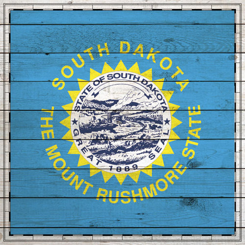 Scrapbook Customs - State Sightseeing Collection - 12 x 12 Paper - Wood Flag - South Dakota