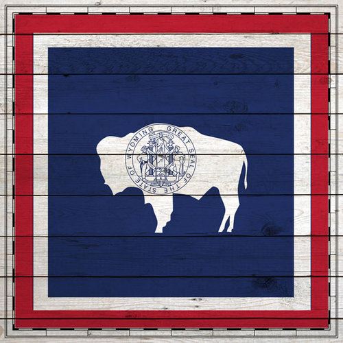 Scrapbook Customs - State Sightseeing Collection - 12 x 12 Paper - Wood Flag - Wyoming