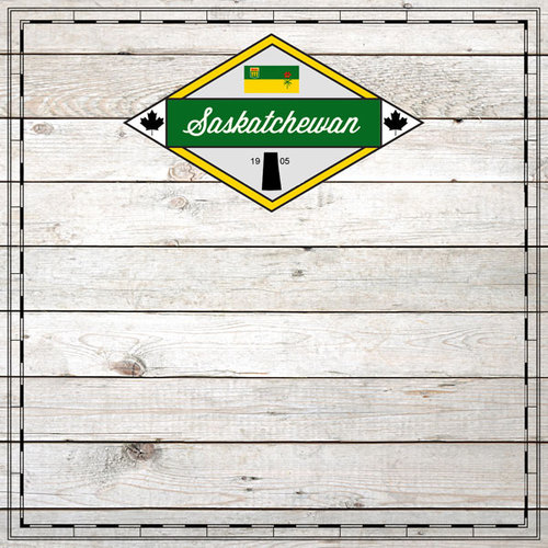 Scrapbook Customs - Canadian Provinces Sightseeing Collection - 12 x 12 Paper - Wood - Saskatchewan