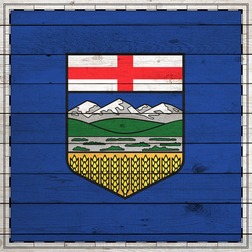 Scrapbook Customs - Canadian Provinces Sightseeing Collection - 12 x 12 Paper - Wood Flag - Alberta