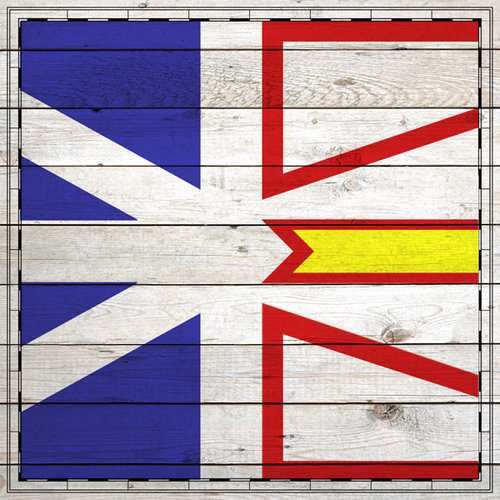 Scrapbook Customs - Canadian Provinces Sightseeing Collection - 12 x 12 Paper - Wood Flag - Newfoundland