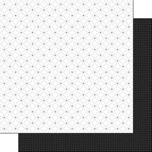 Scrapbook Customs - Black and White Shapes Collection - 12 x 12 Double Sided Paper - Flower 1