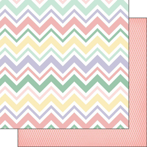 Scrapbook Customs - Baby Girl Collection - 12 x 12 Double Sided Paper - Chevron