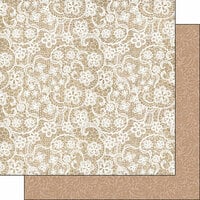 Scrapbook Customs - Burlap and Lace Collection - 12 x 12 Double Sided Paper - Cloth