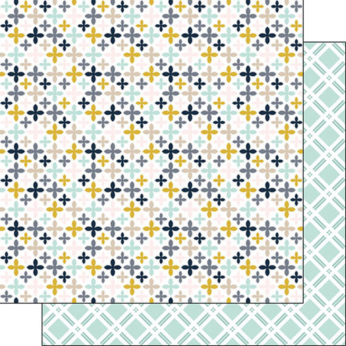Scrapbook Customs - Navy Mustard Collection - 12 x 12 Double Sided Paper - Flowers
