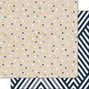 Scrapbook Customs - Navy Mustard Collection - 12 x 12 Double Sided Paper - Grid