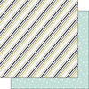 Scrapbook Customs - Navy Mustard Collection - 12 x 12 Double Sided Paper - Stripe