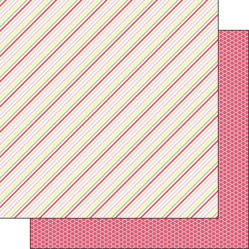 Scrapbook Customs - Valentine Collection - 12 x 12 Double Sided Paper - Side Stripe