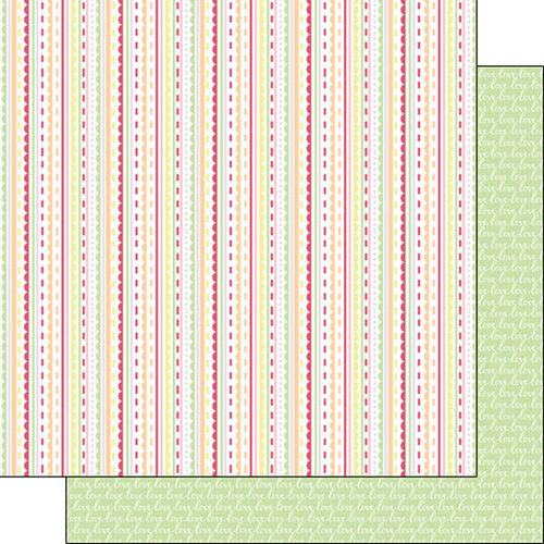 Scrapbook Customs - Valentine Collection - 12 x 12 Double Sided Paper - Stripe