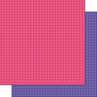 Scrapbook Customs - 12 x 12 Double Sided Paper - Building Blocks Base - Pink and Purple