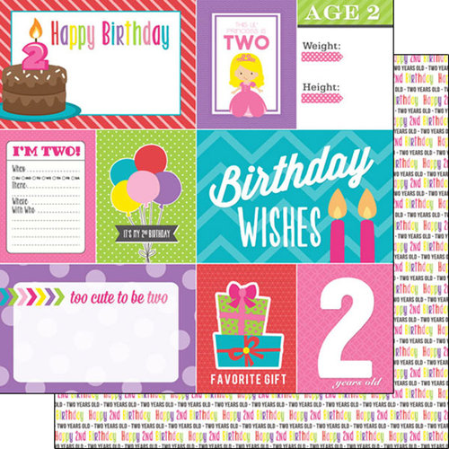 Scrapbook Customs - Birthday Girl Collection - 12 x 12 Double Sided Paper - 2nd - Journal