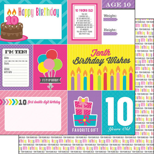 Scrapbook Customs - Birthday Girl Collection - 12 x 12 Double Sided Paper - 10th - Journal