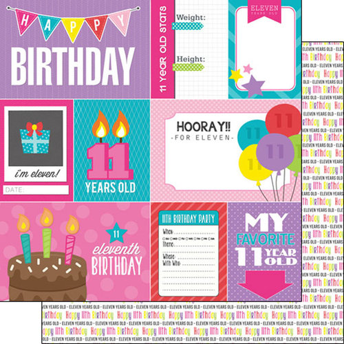 Scrapbook Customs - Birthday Girl Collection - 12 x 12 Double Sided Paper - 11th - Journal