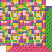 Scrapbook Customs - 12 x 12 Double Sided Paper - Girl Building Blocks - Multi-Color