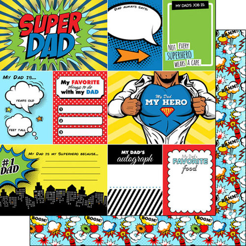 Scrapbook Customs - Superhero Collection - 12 x 12 Double Sided Paper - Dad - Journal