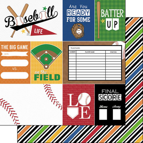Scrapbook Customs - Baseball Life Collection - 12 x 12 Double Sided Paper - Baseball Life 1