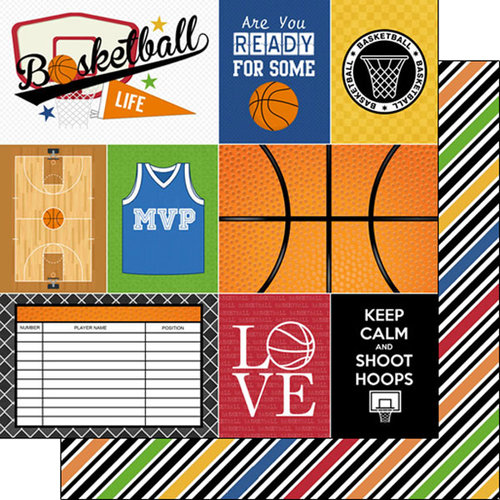 Scrapbook Customs - Basketball Life Collection - 12 x 12 Double Sided Paper - Basketball Life 1