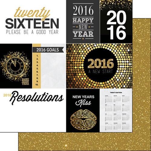 Scrapbook Customs - 2016 New Years Collection - 12 x 12 Double Sided Paper - Journal