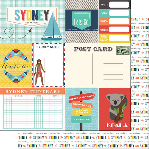 Scrapbook Customs - Travel Adventure Collection - 12 x 12 Double Sided Paper - Sydney Memories Journal