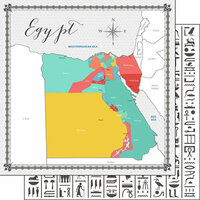 Scrapbook Customs - Travel Adventure Collection - 12 x 12 Double Sided Paper - Egypt Memories Map