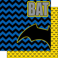 Scrapbook Customs - Inspired By Collection - 12 x 12 Double Sided Paper - Bat Superhero - Left