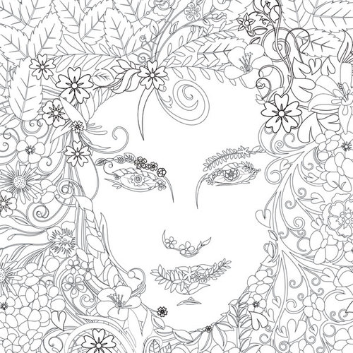 Scrapbook Customs - Adult Coloring Page - 12 x 12 Paper - Flower Face