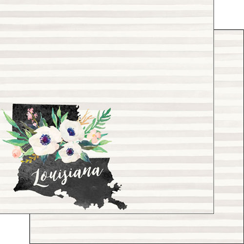 Scrapbook Customs - 12 x 12 Double Sided Paper - Louisiana Watercolor