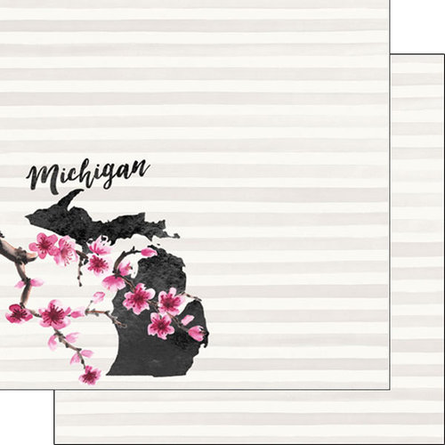 Scrapbook Customs - 12 x 12 Double Sided Paper - Michigan Watercolor