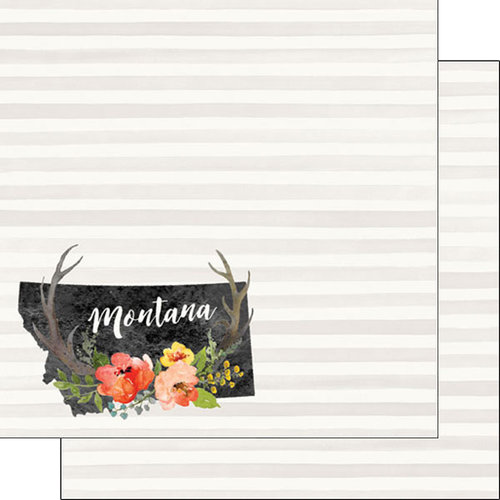 Scrapbook Customs - 12 x 12 Double Sided Paper - Montana Watercolor