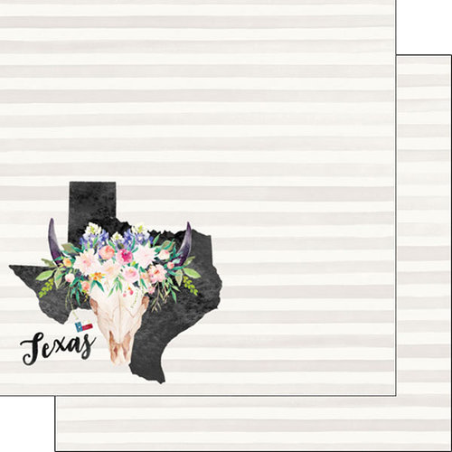 Scrapbook Customs - 12 x 12 Double Sided Paper - Texas Watercolor