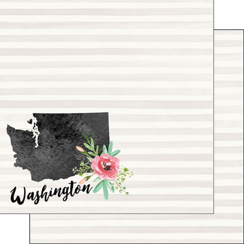 Scrapbook Customs - 12 x 12 Double Sided Paper - Washington Watercolor