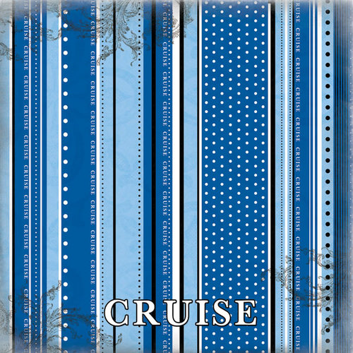 Scrapbook Customs - Cruise Collection - 12 x 12 Paper - Polka Dot Stripes