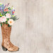 Scrapbook Customs - 12 x 12 Single Sided Paper - Cowboy Flower Boot Watercolor