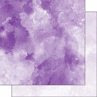Scrapbook Customs - 12 x 12 Double Sided Paper - Dark Purple and Light Purple Watercolor