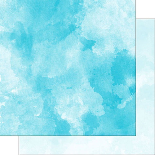 Scrapbook Customs - 12 x 12 Double Sided Paper - Blue Bright and Light Blue Watercolor