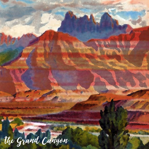 Scrapbook Customs - 12 x 12 Paper - Grand Canyon - Left Watercolor
