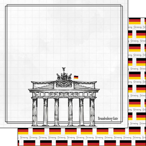Scrapbook Customs - Adventure Collection - 12 x 12 Double Sided Paper - Berlin Brandenburg Gate