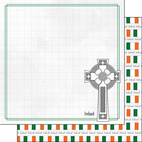 Scrapbook Customs - Adventure Collection - 12 x 12 Double Sided Paper - Ireland Celtic Cross