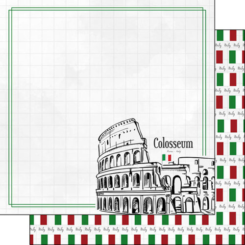 Scrapbook Customs - Adventure Collection - 12 x 12 Double Sided Paper - Rome Colosseum