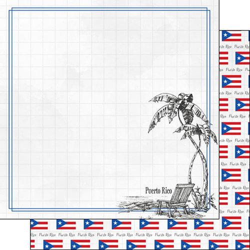 Scrapbook Customs - Adventure Collection - 12 x 12 Double Sided Paper - Puerto Rico Beach