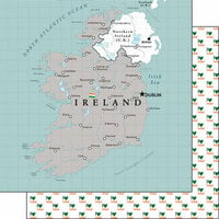 Scrapbook Customs - Adventure Collection - 12 x 12 Double Sided Paper - Ireland Map